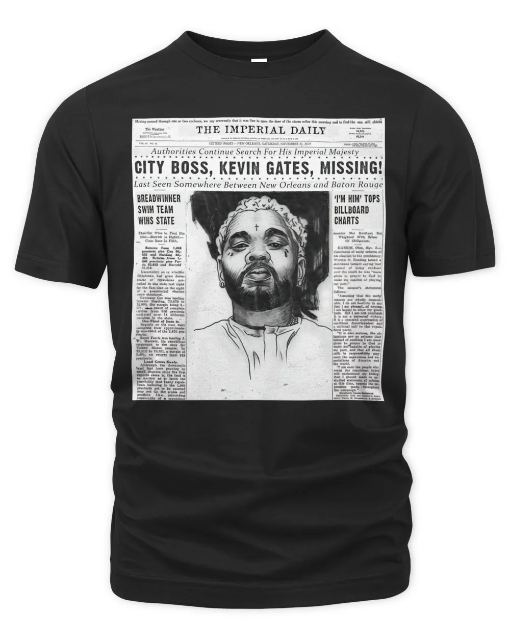 Kevin Gates Merch Front Page T-Shirt Unisex Premium T-Shirt black s