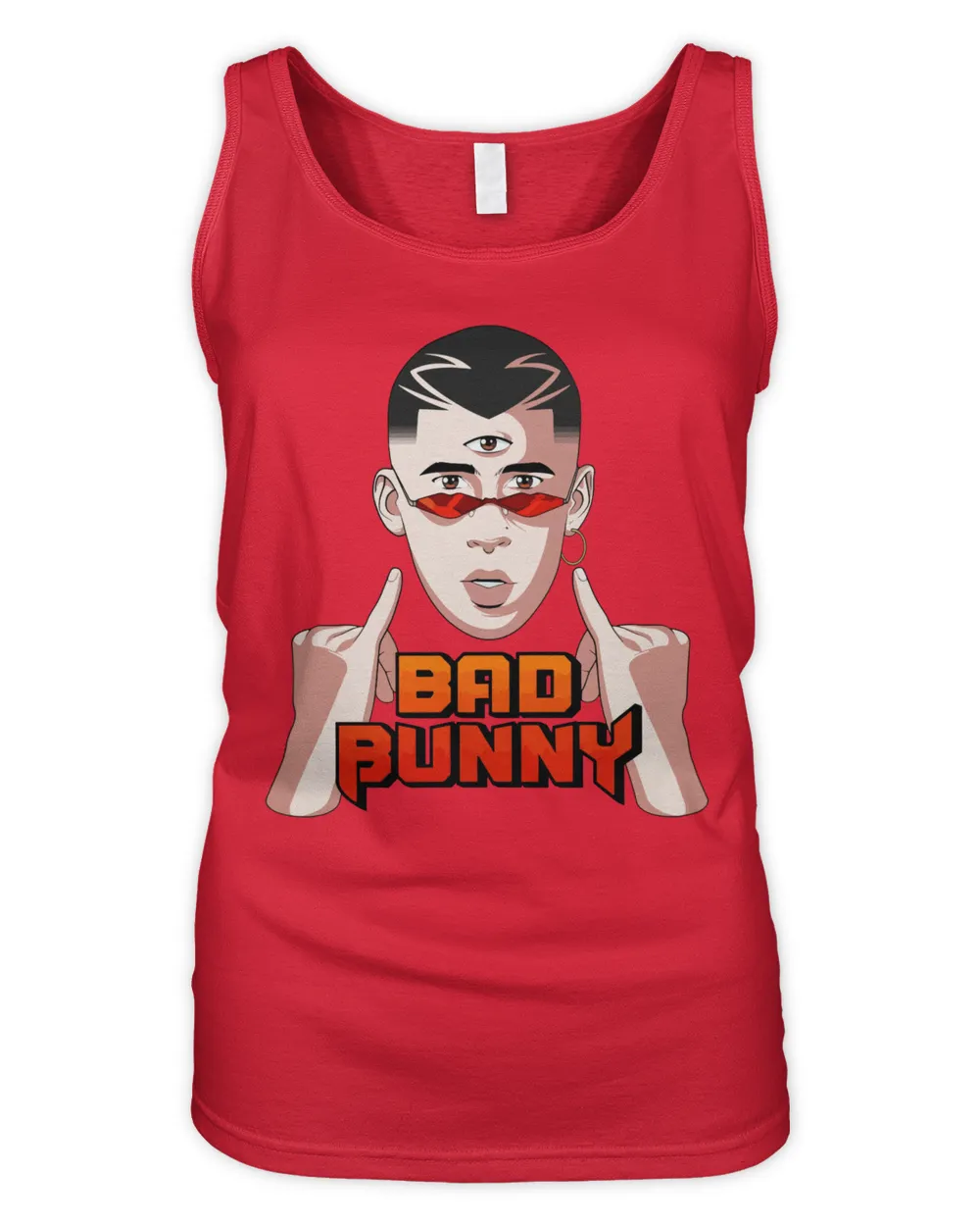 Bad Bunny Merch Third Eye Shirt Women's Tank Top red s
