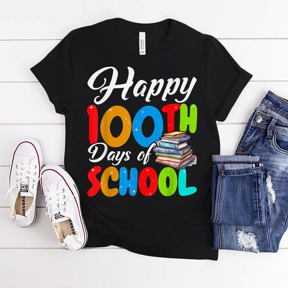 Happy 100 Days Of School Kids Teachers Men Women and Student Shirt Unisex Standard T-Shirt black s