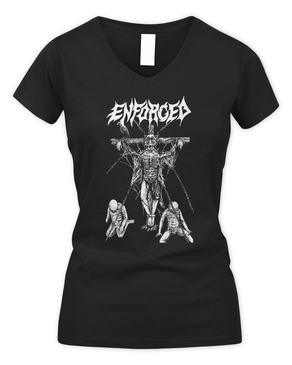 Night Shift Merch Enforced Skinned Alive Shirt Women's V-Neck T-Shirt black s