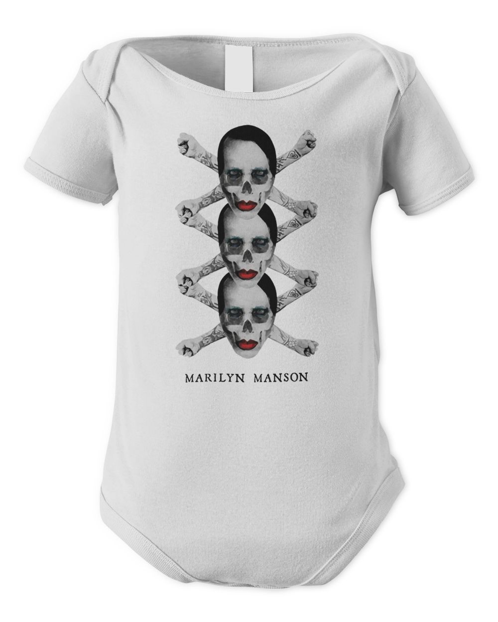 Marilyn Manson Merch Crossbones Shirt Infant Short Sleeve Bodysuit white 3m