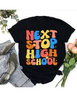 Groovy Next Stop High School Middle School Graduation 2023 Shirt Unisex Standard T-Shirt black s