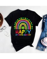 Happy St Saint Patrick's Day Rainbow Girls Kids Women Squad Shirt Unisex Standard T-Shirt black s