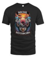 Social Distancing Mens Motorcycle Biker Skull Shirt Unisex Standard T-Shirt black s